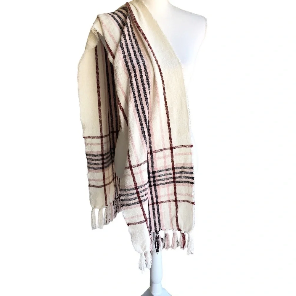 Charter Club Plaid Chenille Fringed Scarf NWT